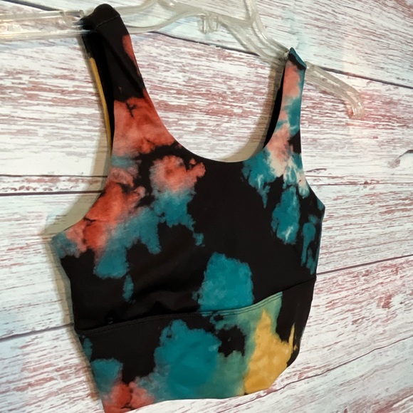 X by gottex crop top tie dye blue red yellow black - Picture 2 of 6